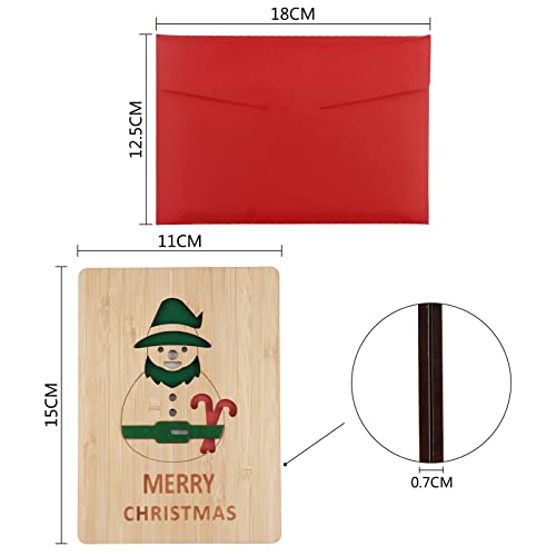 Tarjeta Navidad,Tarjeta Navidad hecha a mano,Tarjeta felicitación madera,Tarjetas Regalo con Sobres,Tarjeta felicitación,Las mejores ideas para Navidad,Tarjetas Regalo (monigote de nieve)