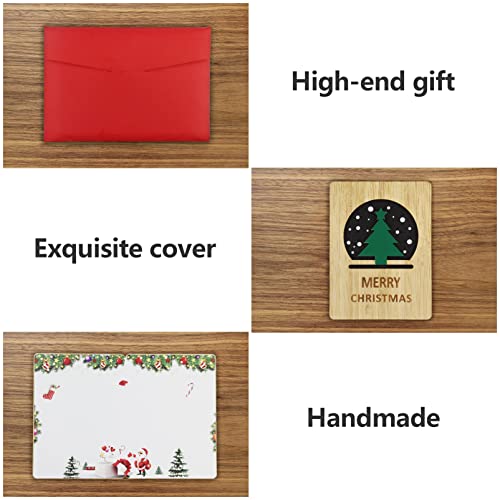 Tarjeta Navidad,Tarjeta Navidad hecha a mano,Tarjeta felicitación madera,Tarjetas Regalo con Sobres,Tarjeta felicitación,Las mejores ideas para Navidad,Tarjetas Regalo (monigote de nieve)