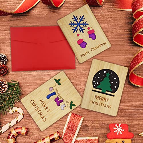 Tarjeta Navidad,Tarjeta Navidad hecha a mano,Tarjeta felicitación madera,Tarjetas Regalo con Sobres,Tarjeta felicitación,Las mejores ideas para Navidad,Tarjetas Regalo (monigote de nieve)
