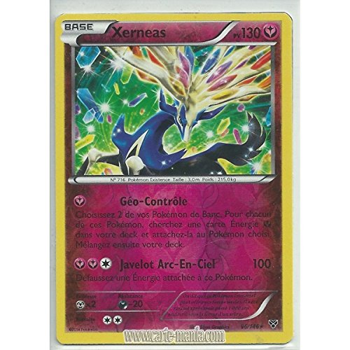 Tarjeta Pokémon 96/146 XERNEAS 130 PV HOLO REVERSE Serie XY New FR – Juego de cartas para jugar y coleccionar