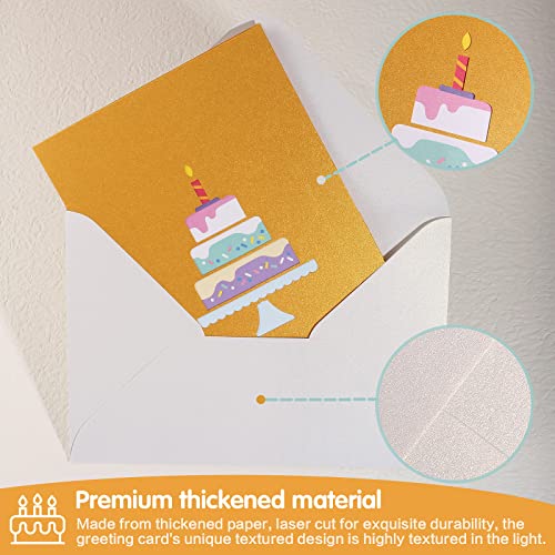 Tarjetas de felicitación Cumpleaños pop up en 3D con sobre, Tarjeta de Cumpleaños con diseño de pastel y vela en 3D, tarjeta pop up creativa, regalo de cumpleaños para familiares, amigos, amantes