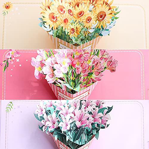 Tarjetas de felicitación emergentes con sobres, tarjetas de cumpleaños emergentes con ramo de flores 3D, tarjeta de felicitación hecha a mano para ella, apreciación del maestro, Navidad, gracias