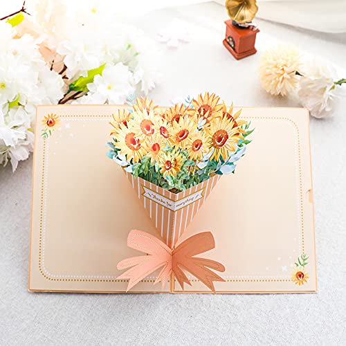 Tarjetas de felicitación emergentes con sobres, tarjetas de cumpleaños emergentes con ramo de flores 3D, tarjeta de felicitación hecha a mano para ella, apreciación del maestro, Navidad, gracias