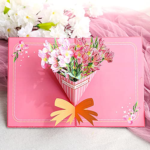 Tarjetas de felicitación emergentes con sobres, tarjetas de cumpleaños emergentes con ramo de flores 3D, tarjeta de felicitación hecha a mano para ella, apreciación del maestro, Navidad, gracias