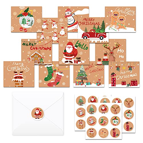 Tarjetas de Felicitación, Ksopsdey 24 PCS Tarjeta de Navidad, Tarjetas De Navidad Con Sobres Y Pegatinas,Tarjetas De Navidad Con Sobre Pequeño,Tarjetas De Navidad Con Juego De Sobres