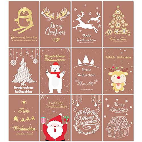Tarjetas de Felicitación Navideñas, 30Pcs Tarjeta Felicitacion Navidad, Tarjetas de Navidad, Postales Navidad, Tarjeta Regalo, Postales de Cumpleaños para Saludos Familiares
