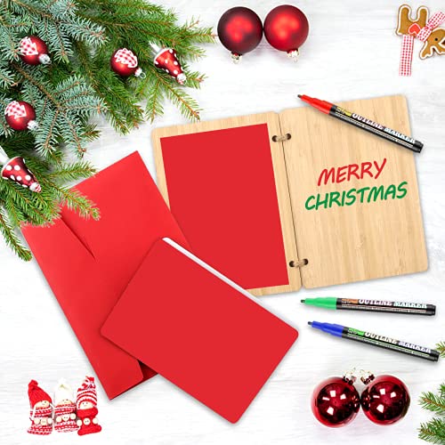 Tarjetas de Feliz Navidad, Tarjeta de Felicitación Navideña de Madera, Navidad Tarjeta de Felicitación Hecha a Mano, Cordeles de Tarjetas de Felicitación en Blanco con Sobres