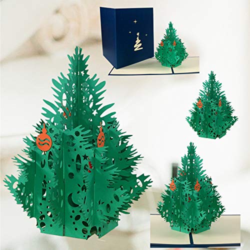 Tarjetas de Navidad 3D, TreeriSea Tarjetas Emergentes Caja con 6 Sobres Tarjetas Felicitación Navideñas Emergentes Tarjeta de Agradecimiento Hecha a Mano para Las Vacaciones de Año Nuevo Navidad