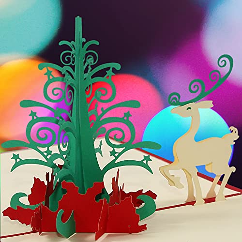 Tarjetas de Navidad 3D, TreeriSea Tarjetas Emergentes Caja con 6 Sobres Tarjetas Felicitación Navideñas Emergentes Tarjeta de Agradecimiento Hecha a Mano para Las Vacaciones de Año Nuevo Navidad