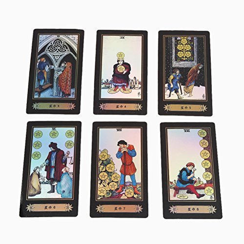 Tarot Cards for Beginner Deck Vintage 78 Tarjetas Future Telling Game en Colorful Box Juego de Mesa (Black)