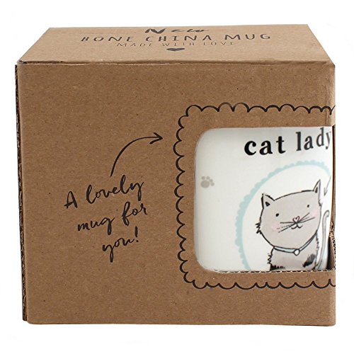 Taza, diseño con Gato, inscripción Crazy Cat Lady, con Caja