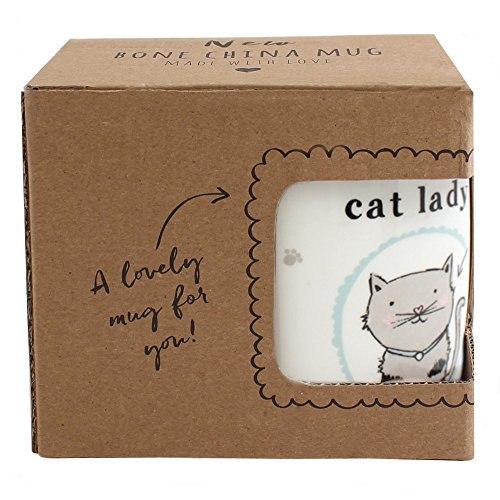 Taza, diseño con Gato, inscripción Crazy Cat Lady, con Caja