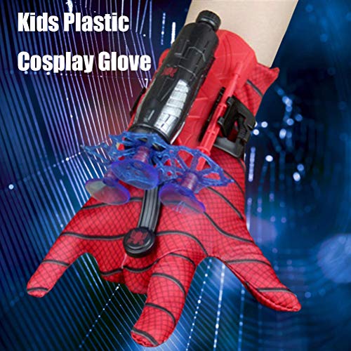 TBEONE Spiderman Web Shooter Gloves, Spider Man Cosplay Toys Juego de Lanzador de Guantes de superhéroe con 1 guardamanos, 3 Dardos con Ventosa, 1 Guante