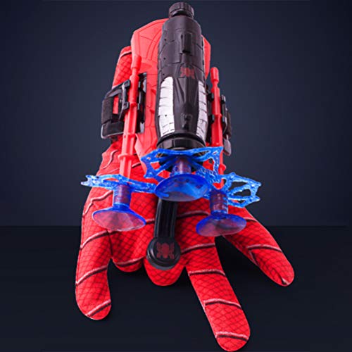 TBEONE Spiderman Web Shooter Gloves, Spider Man Cosplay Toys Juego de Lanzador de Guantes de superhéroe con 1 guardamanos, 3 Dardos con Ventosa, 1 Guante