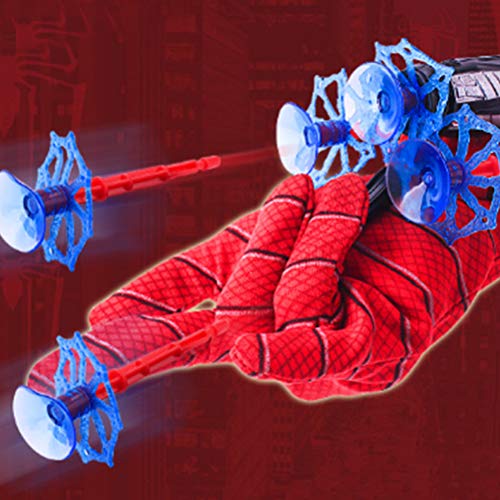 TBEONE Spiderman Web Shooter Gloves, Spider Man Cosplay Toys Juego de Lanzador de Guantes de superhéroe con 1 guardamanos, 3 Dardos con Ventosa, 1 Guante