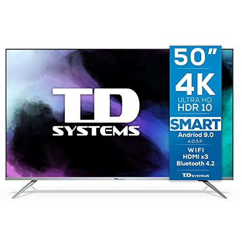 TD Systems K50DLJ12US - Televisores Smart TV 50 Pulgadas 4k UHD Android 9.0 y HBBTV, 1500 PCI Hz, 3X HDMI, 2X USB. DVB-T2/C/S2, Modo Hotel. Televisiones