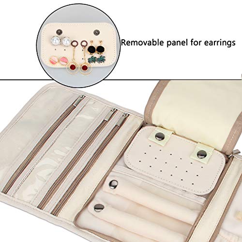 Teamoy Roll para Joyería Organizador de joyas Estuche de viaje para collares, pendientes, pulseras, broches, 3 carpetas, varios departamentos, mundo de animales