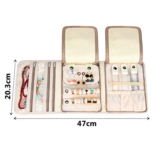 Teamoy Roll para Joyería Organizador de joyas Estuche de viaje para collares, pendientes, pulseras, broches, 3 carpetas, varios departamentos, mundo de animales