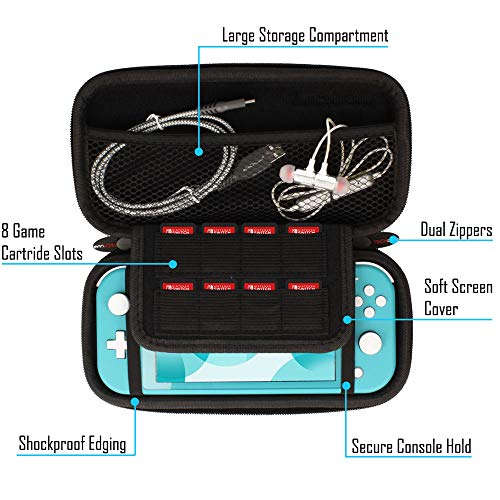 TECHGEAR Switch Lite Carcasa - Funda Dura Protectora de Viaje y Llevar para Nintendo Switch Lite + Ranura para 8 Tarjetas de Juego + Accesorios [Amarillo]