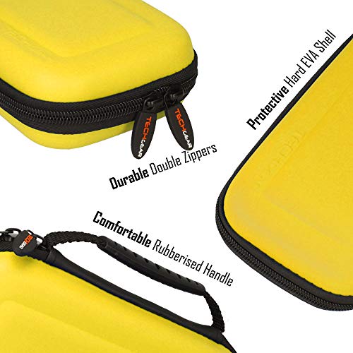 TECHGEAR Switch Lite Carcasa - Funda Dura Protectora de Viaje y Llevar para Nintendo Switch Lite + Ranura para 8 Tarjetas de Juego + Accesorios [Amarillo]