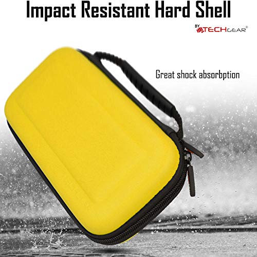 TECHGEAR Switch Lite Carcasa - Funda Dura Protectora de Viaje y Llevar para Nintendo Switch Lite + Ranura para 8 Tarjetas de Juego + Accesorios [Amarillo]