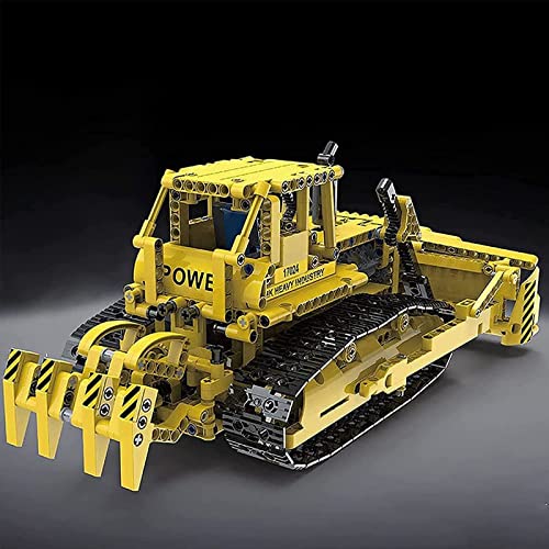 Technic Series RC Bulldozer modelo de ladrillos, simulación de ingeniería de vehículos de construcción de camiones de construcción de juguete compatible con Lego Technic (1003 + piezas) dinámico