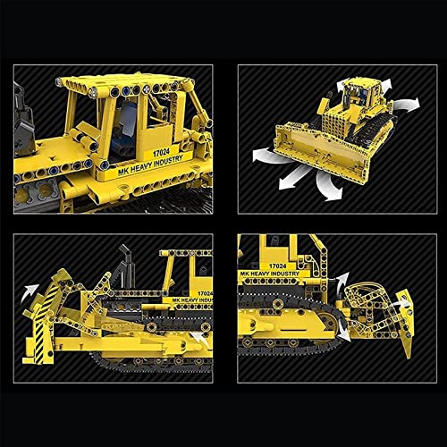 Technic Series RC Bulldozer modelo de ladrillos, simulación de ingeniería de vehículos de construcción de camiones de construcción de juguete compatible con Lego Technic (1003 + piezas) dinámico