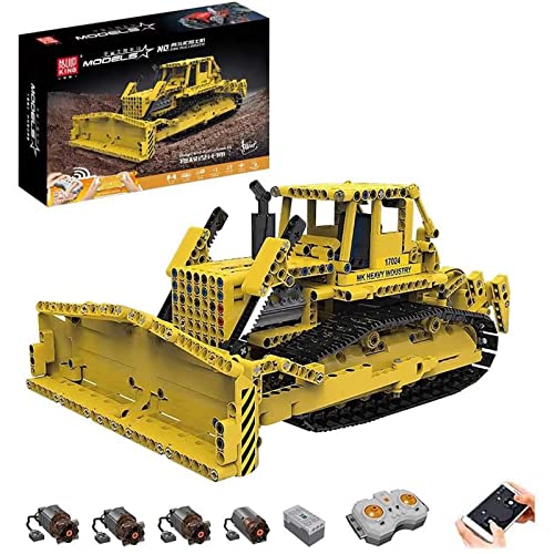 Technic Series RC Bulldozer modelo de ladrillos, simulación de ingeniería de vehículos de construcción de camiones de construcción de juguete compatible con Lego Technic (1003 + piezas) dinámico