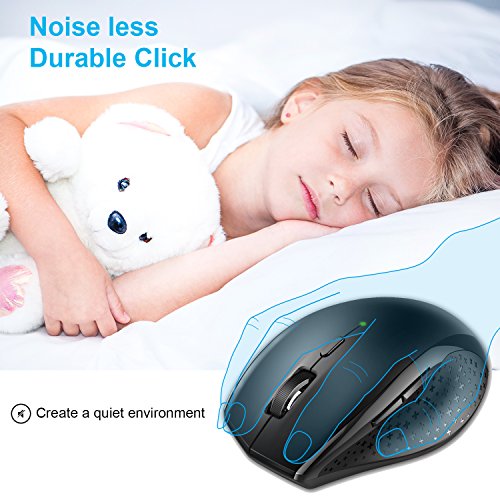 TECKNET Ratón Inalámbrico Silencioso, Ratón Inalámbrico 2.4G con Nano Receptor, 90% de Reducción de Ruido, 3000 dpi 5 Niveles Ajustable para PC, Chromebook, Macbook, Notebook