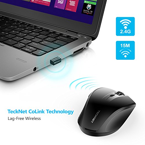 TECKNET Ratón Inalámbrico Silencioso, Ratón Inalámbrico 2.4G con Nano Receptor, 90% de Reducción de Ruido, 3000 dpi 5 Niveles Ajustable para PC, Chromebook, Macbook, Notebook