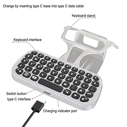 Teclado Inalámbrico para Controlador PS5, Bluetooth 3.0 Mini Chatpad Teclado para Juegos de Mensajes, Teclado de Controlador Inalámbrico Recargable Portátil para Mensajería Y Juegos Chat en Vivo