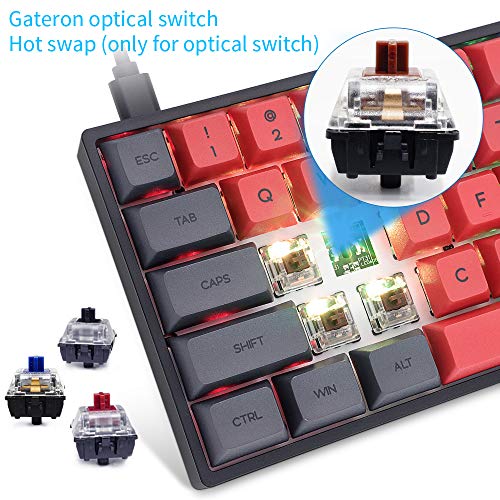 Teclado mecánico del 60%, teclado del juego con cable retroiluminado RGB LED, ergonómico, para PC/Mac Gamer, mecanógrafo (PBT Keycaps)