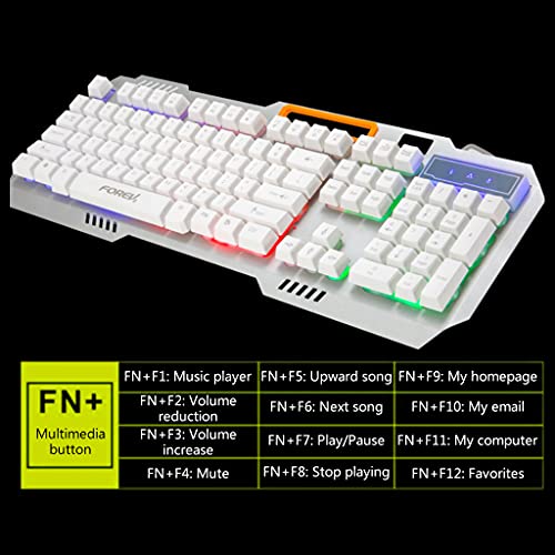 Teclado mecánico para juegos con cable USB Meipai, teclado retroiluminado RGB de 104 teclas con soporte para teléfono con reposamanos, para jugadores de PC