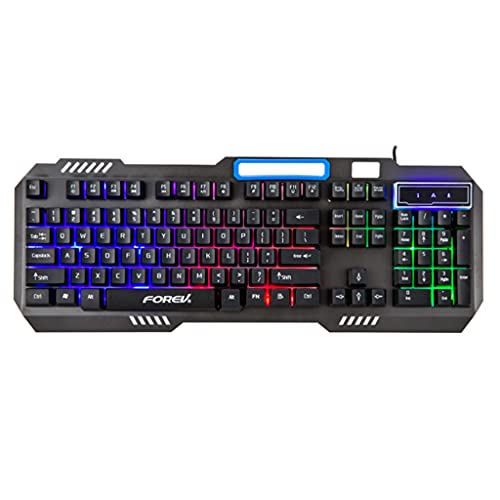 Teclado mecánico para juegos con cable USB Meipai, teclado retroiluminado RGB de 104 teclas con soporte para teléfono con reposamanos, para jugadores de PC