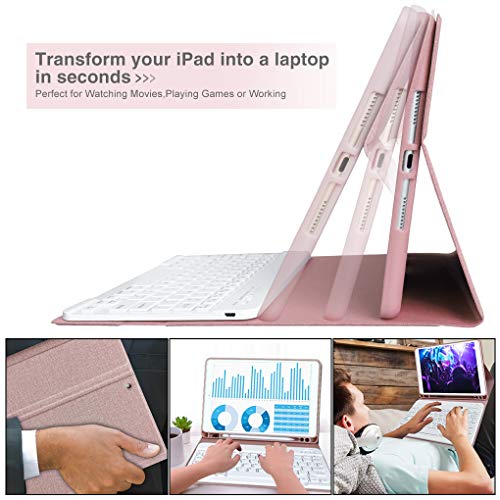 Teclado para iPad 10.2 9th 2021/8th 2020/7th 2019, Funda Teclado para iPad 9 Gen y Air 3 Teclado Inalámbrico para iPad Pro10.5" con Teclado Desmontable Bluetooth Español ,Funda para iPad 8 Generación