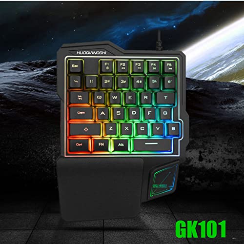 Teclado USB Team99 con una mano RGB 35 teclas Teclados luminosos para juegos para tableta Teclado ergonómico colorido para jugadores con reposamanos