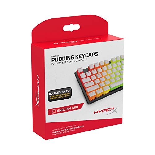 Teclas HyperX Pudding Keycaps - Conjunto completo de teclas - PBT - {Blanco} - Diseño inglés (EE. UU.) - 104 teclas, retroiluminado, perfil OEM