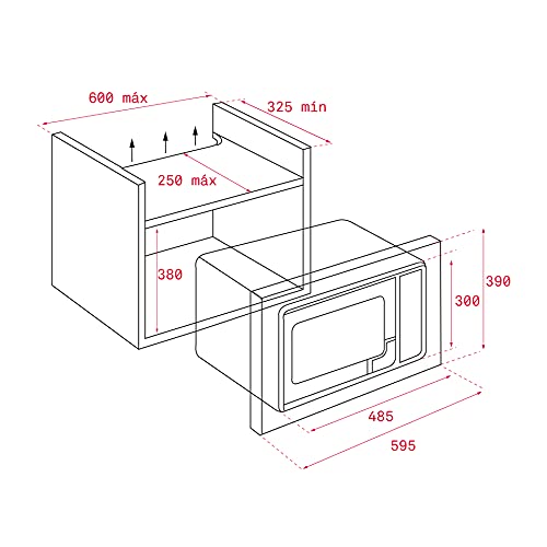 Teka Microondas de integración, Modelo MS 620 BIH, 5 Niveles de potencia, 20 Litros, 700 W, Acero Inox, 39x59.5x32.5 cm