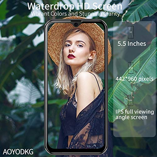 Teléfono móvil, Smartphone SIM gratis desbloqueado Android 9.0 Pie, 4G Dual SIM 3GB RAM+32GB ROM/128GB, pantalla de 5.5 pulgadas, 8MP cámaras duales 3400mAh batería, Face ID,Wifi,Google Play,Negro