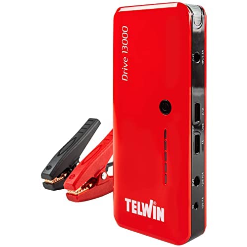 Telwin 829566 Drive 13000 Arrancador portátil ultracompacto de emergencia Booster 12V para automóviles, motocicletas, barcos, 1500A