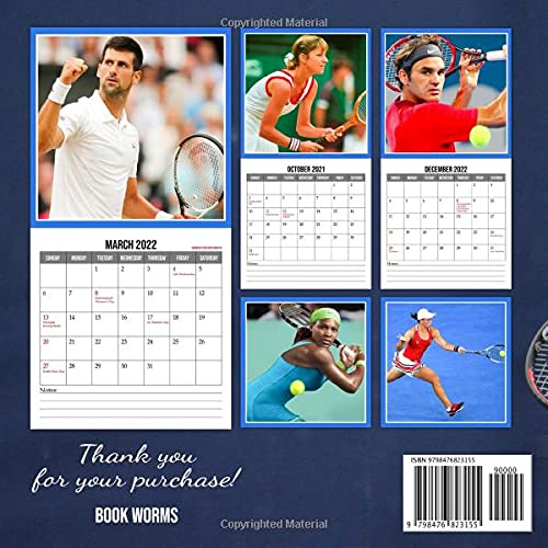 Tennis A 16 Month Calendar 2021-2022: 2022 Monthly Yearly Agenda BONUS 3 Months With US Open Superstars