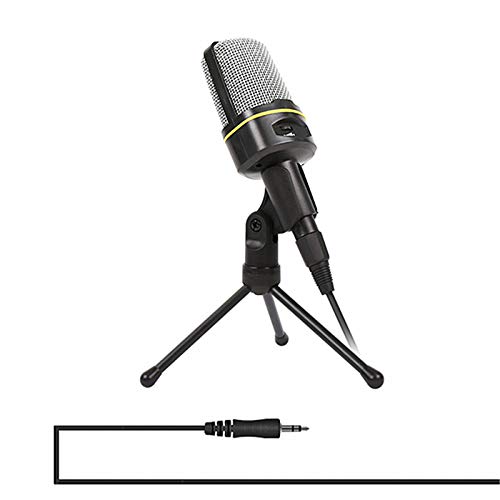 TenYua Micrófono profesional de condensador de computadora de soporte de micrófono de estudio de 3,5 mm con cable clip retro de mano de estilo retro micrófonos de escritorio