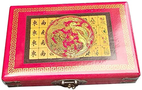 TEPET Mini Mahjong Retro Style Box para Fiesta en casa Mini Mahjong Set Portable con Deluxe Mahjong
