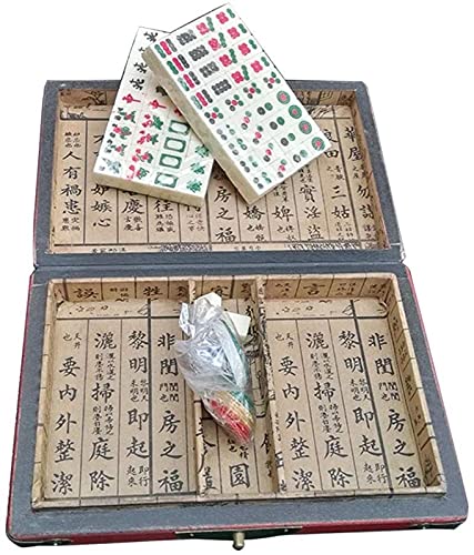 TEPET Mini Mahjong Retro Style Box para Fiesta en casa Mini Mahjong Set Portable con Deluxe Mahjong