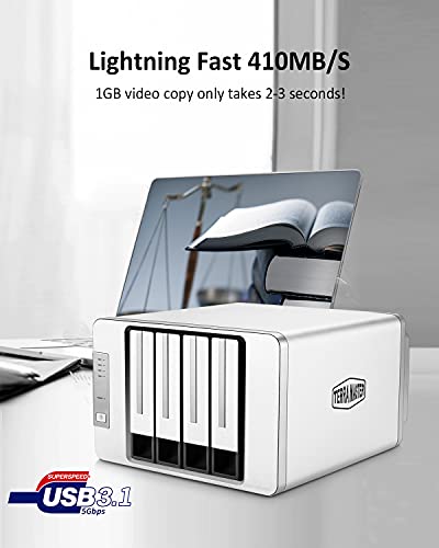 TERRAMASTER D4-300 USB 3.1(Gen 1) Carcasa para Discos Duros Externos Sin Herramientas Almacenamiento USB 3.1 Tipo C Admite Intercambio en Caliente (Sin Disco)