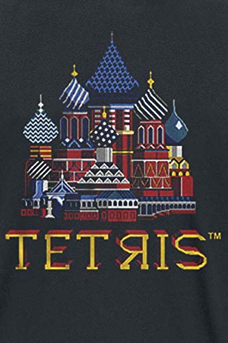 Tetris Camiseta Hombre Rojo Cuadrado algodón Negro - S