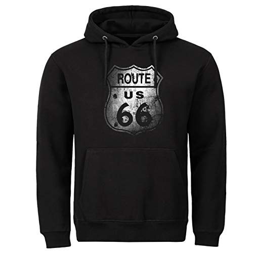 Tex-Ha Sudadera con Capucha para Moto Route 66 USA California Negro XL