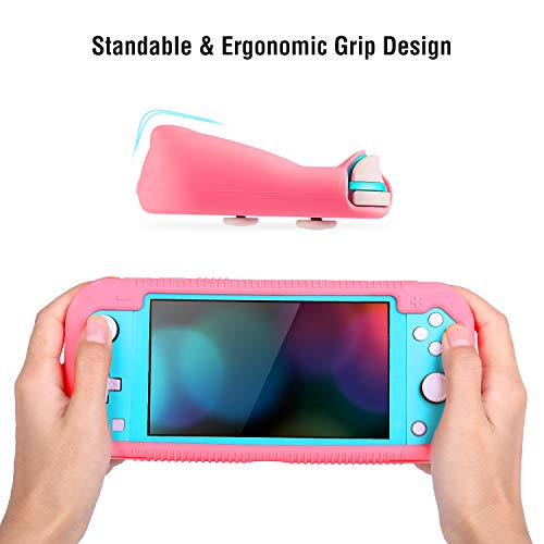 Teyomi - Funda de Silicona para Nintendo Switch Lite con Protector de Pantalla, 4 Piezas Joystick Tapas y Ranuras para Tarjetas, Carcasa con Soporte, diseño Resistente a Golpes y arañazos …