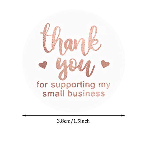 Thank You For Supporting My Small Business Stickers, Gracias pegatinas de lámina de rosa oro | 3,8cm | 500 pegatinas de regalo, suministros y etiquetas de correo para pequeñas empresas