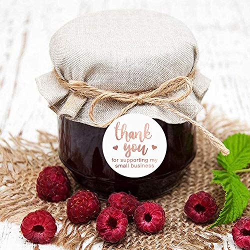 Thank You For Supporting My Small Business Stickers, Gracias pegatinas de lámina de rosa oro | 3,8cm | 500 pegatinas de regalo, suministros y etiquetas de correo para pequeñas empresas
